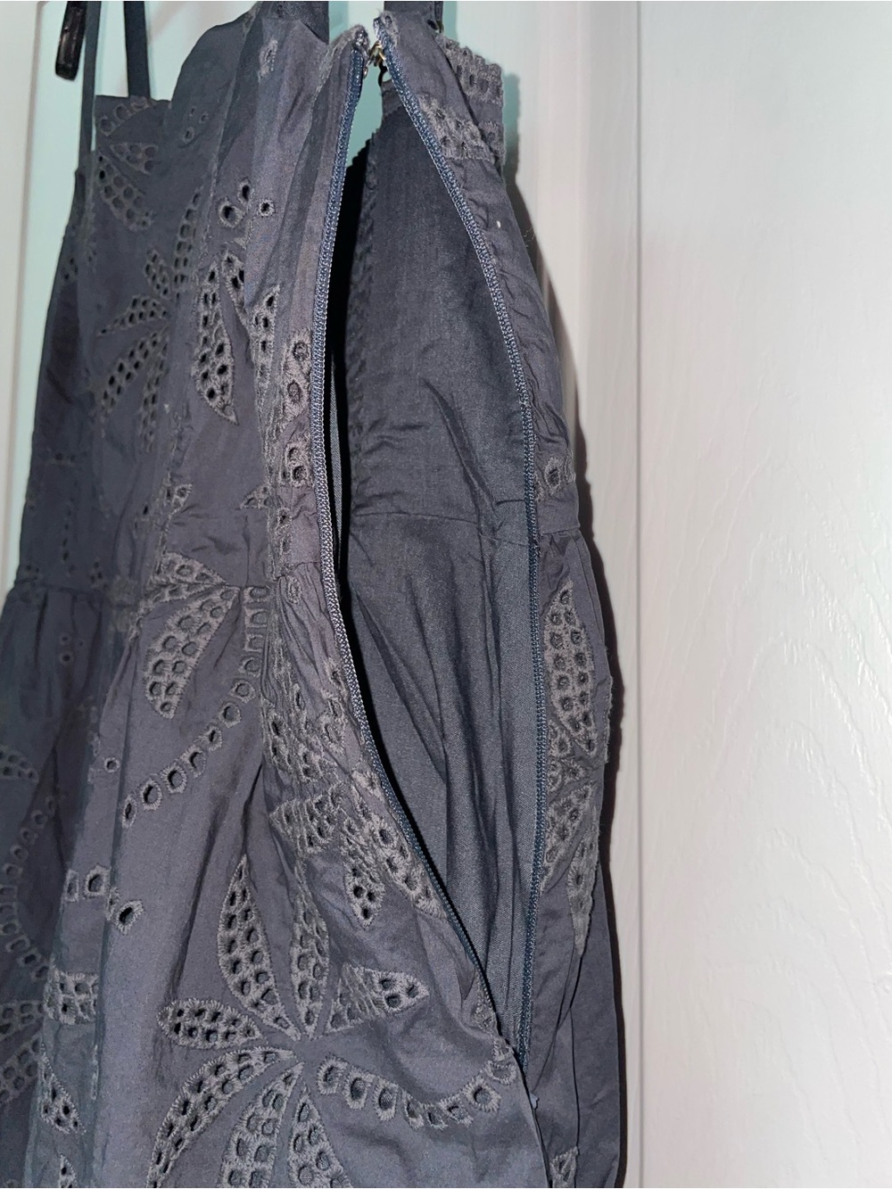 Marine Layer Rosette Eyelet Sleeveless Maxi Dress In Indigo Sz Medium NWT $218 - Picture 7 of 12